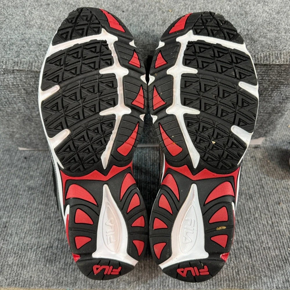 Fila Mens Running Shoes Gray Black Red Mesh Athletic Sneakers 10EEEE